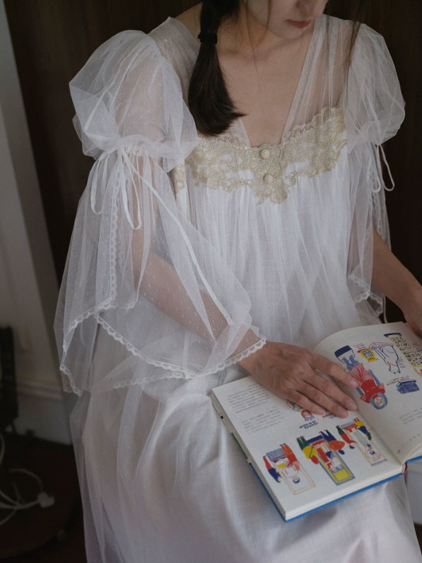 Celestial Whisper Lace Nightgown