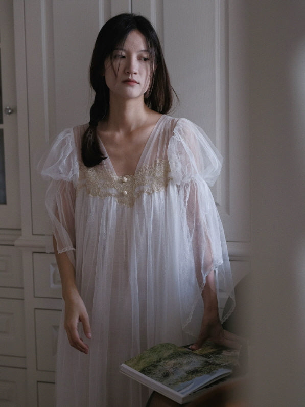 Celestial Whisper Lace Nightgown