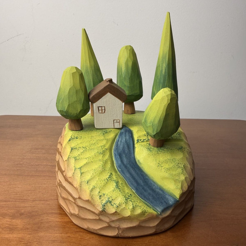 Build-Your-Own Woodland Cottage – Magnetic Hand-Carved Wooden Desk Garden