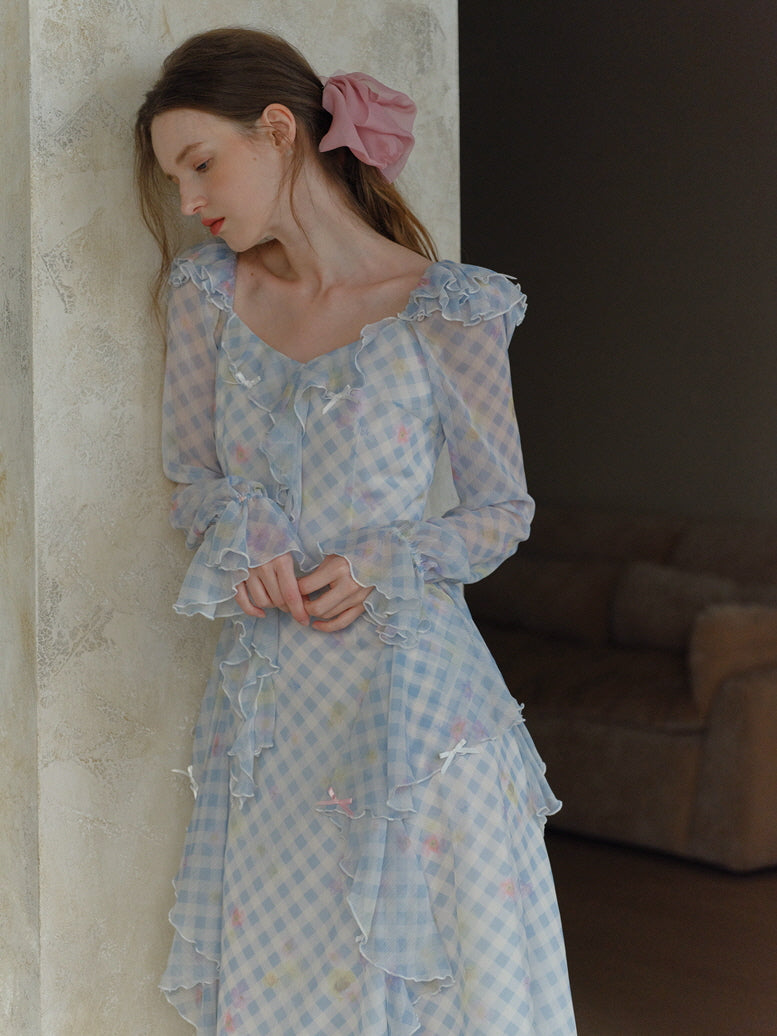 Blue Gingham Ruffle Dream Dress