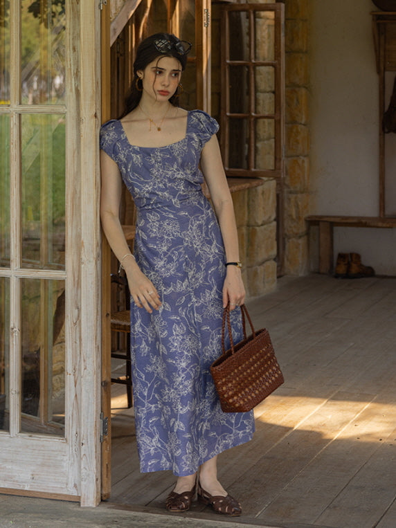 Blue Garden Floral Dress