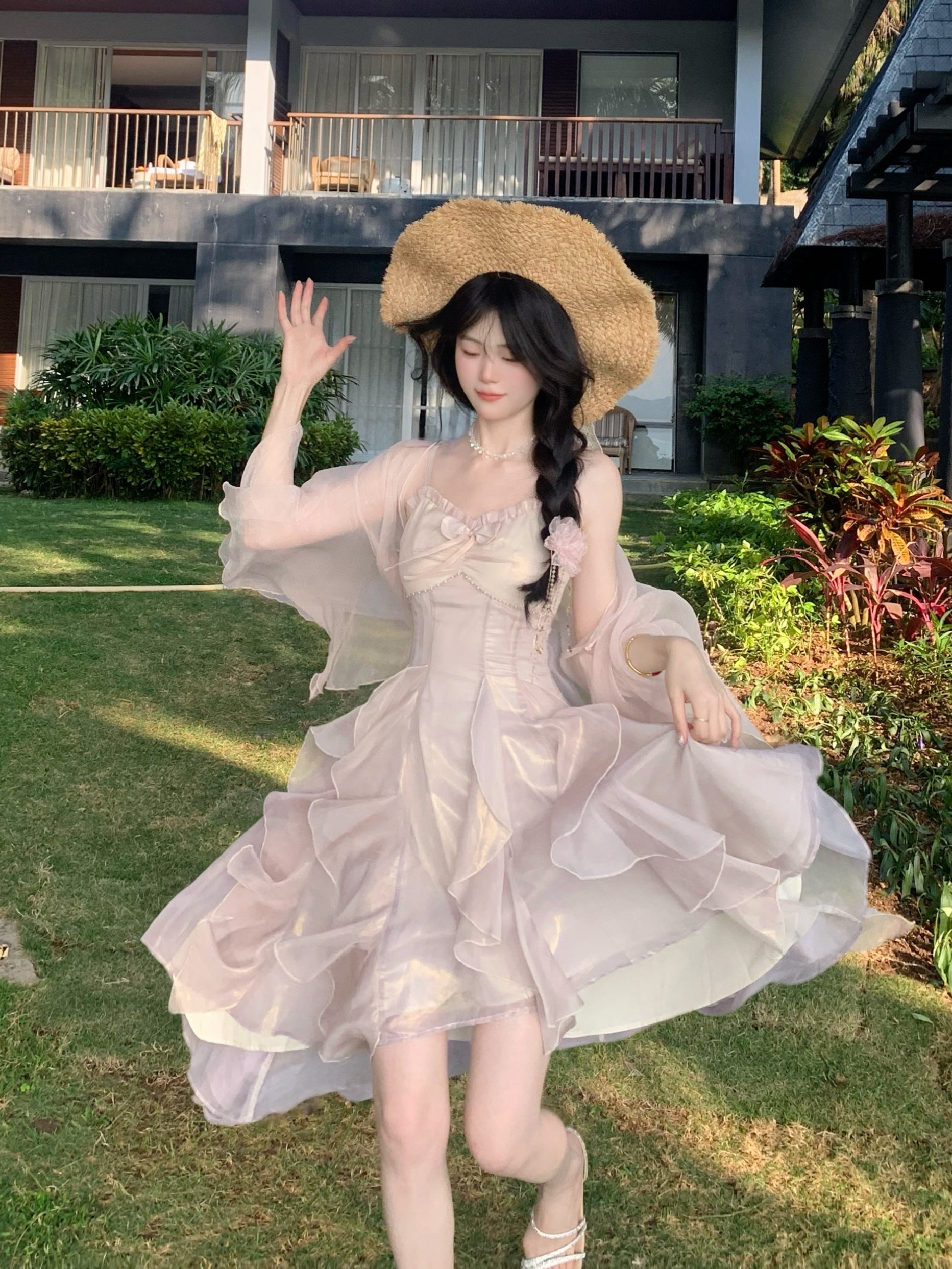 Enchanted Petal Ruffle Dress