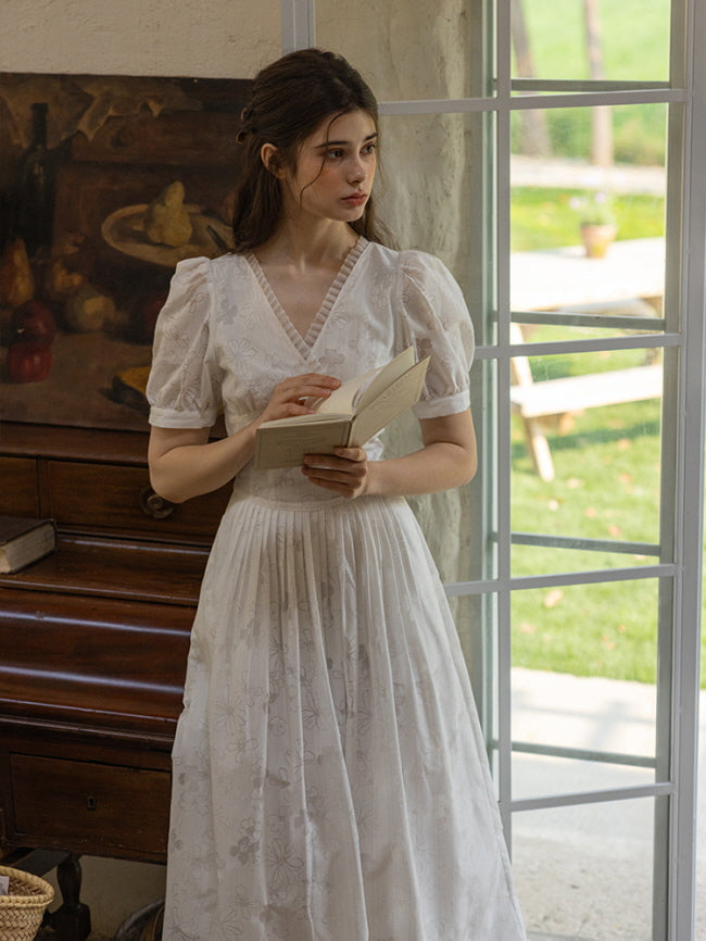 Whispering Blossom Cotton White Dress