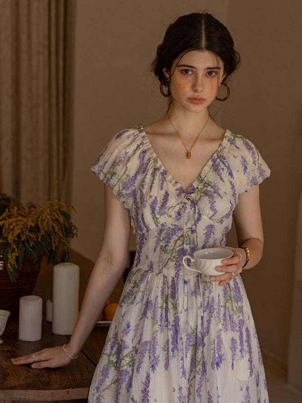 Lavender Whisper Cottagecore Dress