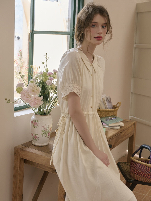 Heavenly Garden Retro Embroidery Linen Dress