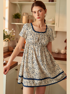 Vintage Floral Square Neck Nightdress