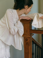 Ethereal White Pleated Chiffon Blouse