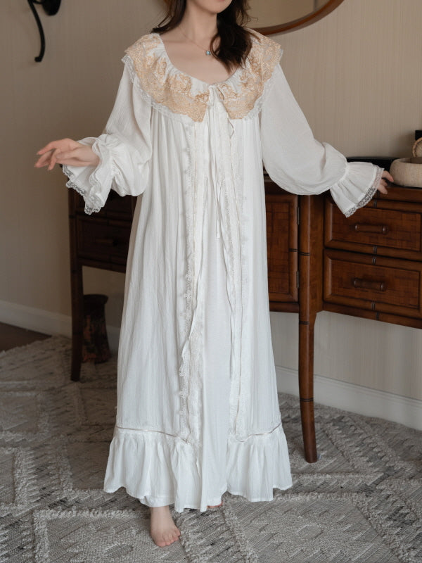 Golden Orchard Two-Piece Lace Loungewear Set