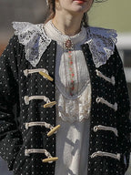 Vintage Polka Dot Lace Collar Coat