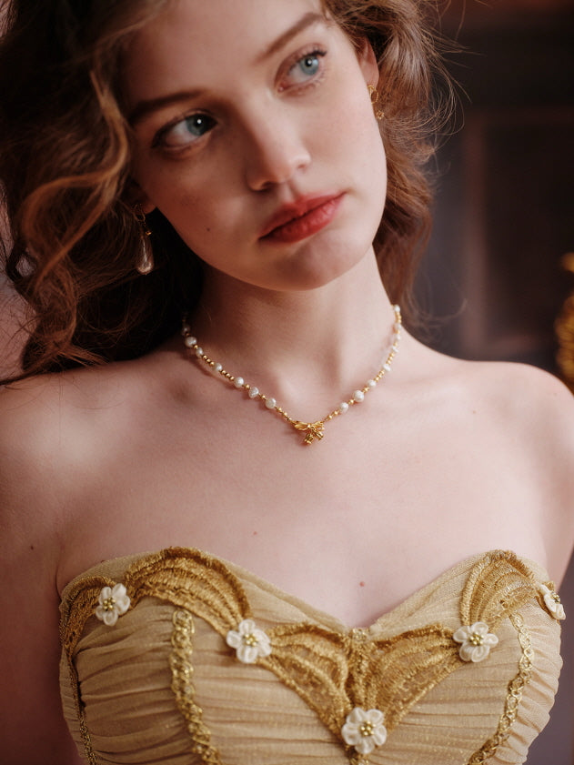 Golden Petal Embroidered Corset
