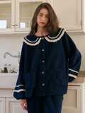 Midnight Ruffle Fleece Pajama Set