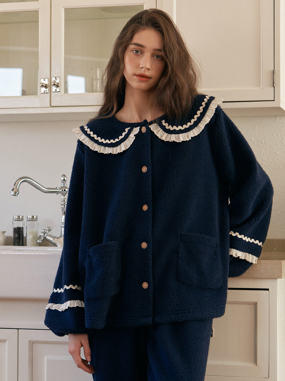 Midnight Ruffle Fleece Pajama Set