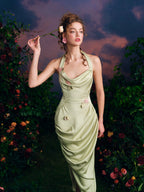 Draped Garden Bloom Halter Dress