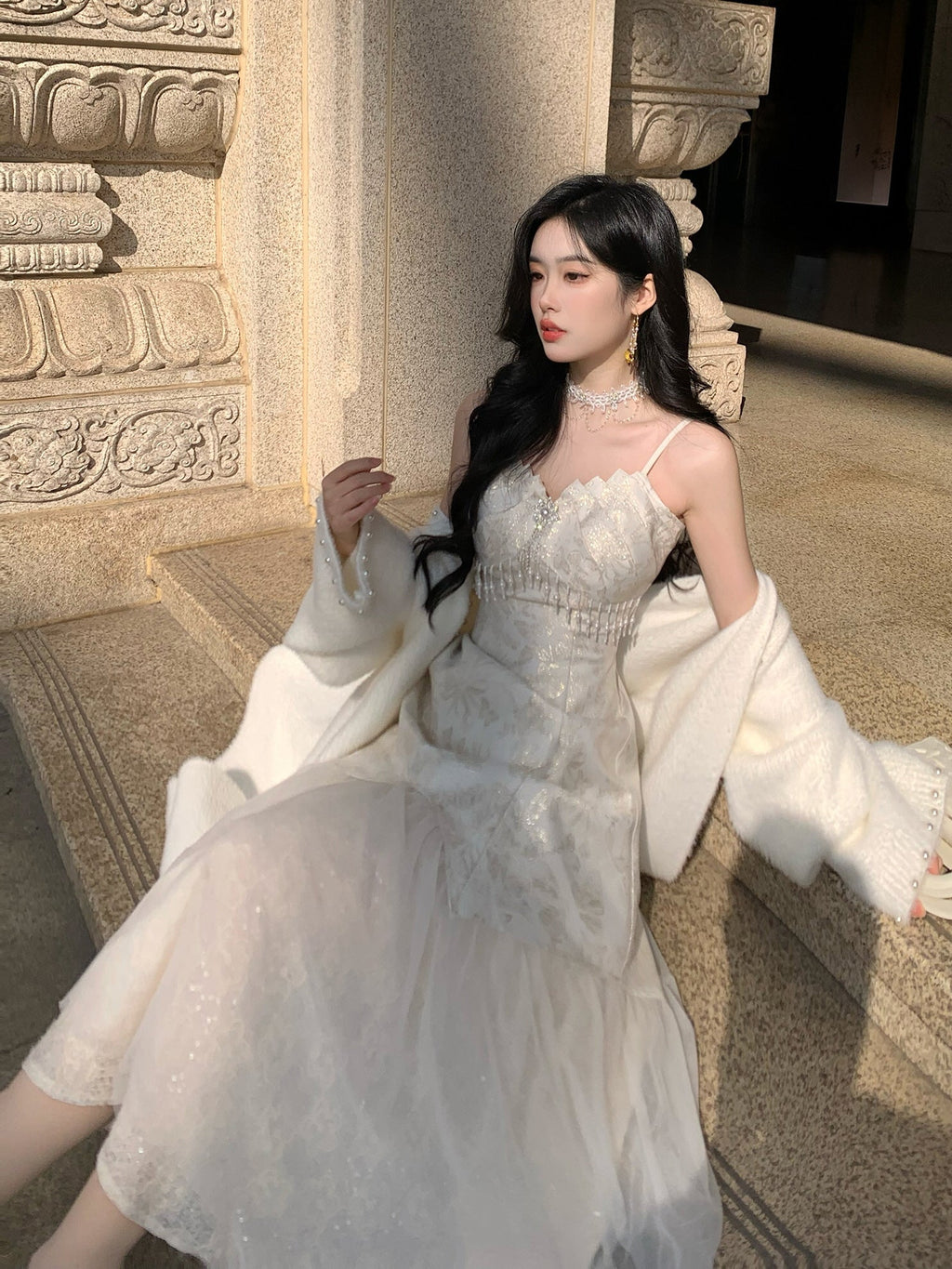 Ethereal Gold Jacquard Fairy Gown