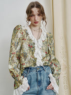 Enchanted Garden Cat Lace Blouse