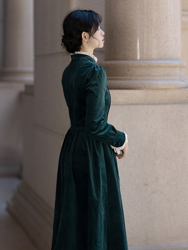 Vintage Corduroy Forest Green Dress