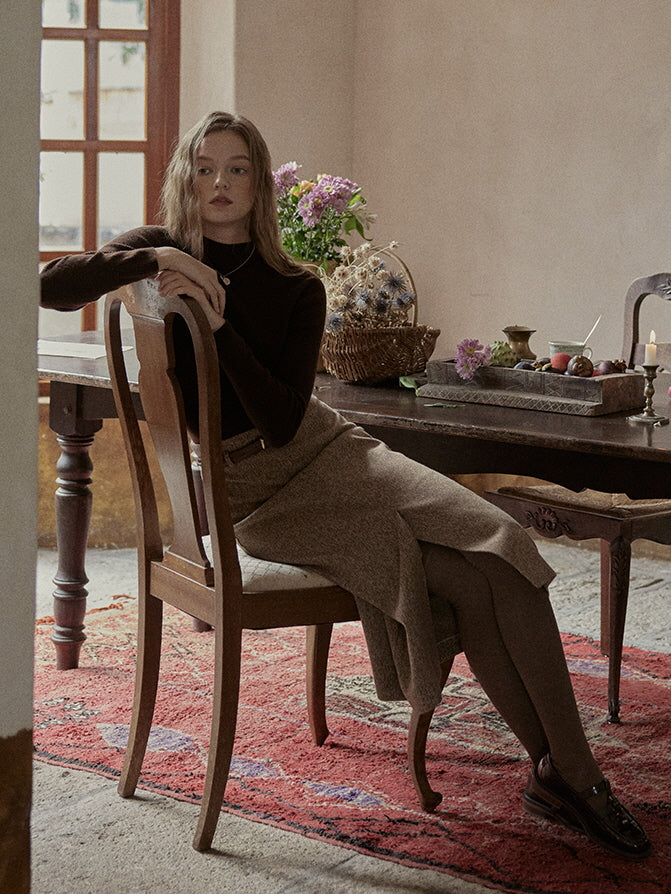 Classic Tweed High-Waist Skirt
