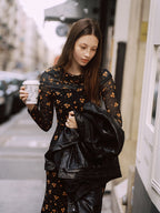 Midnight Blossom Off-Shoulder Mesh Dress