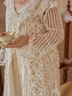 Vintage Floral Embroidered Lace Overlay