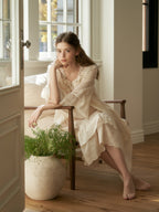 Lace Collar Cotton Lounge Gown