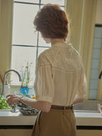 Victorian Lace Embroidered Cotton Blouse