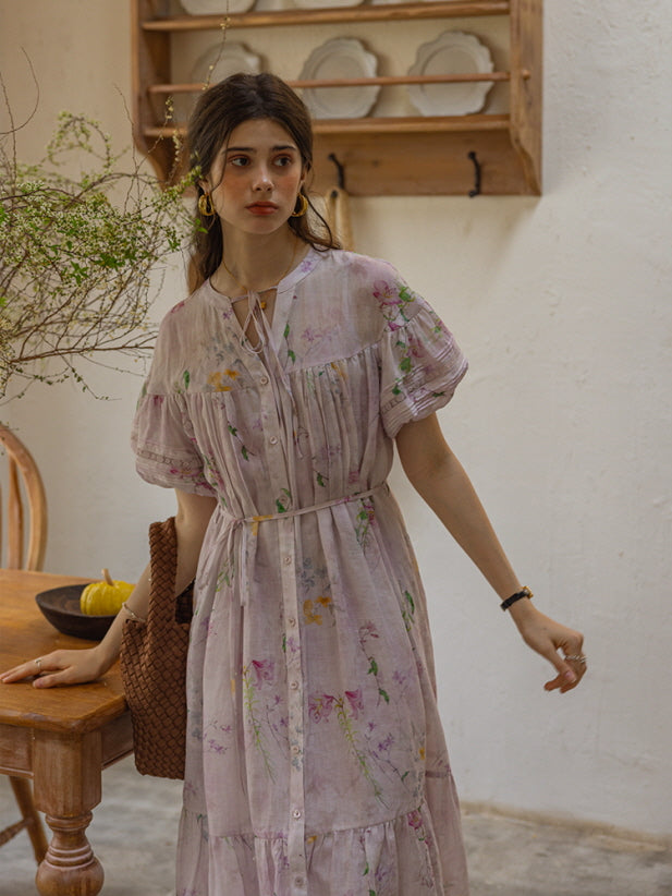 Lavender Meadow Floral Tiered Dress