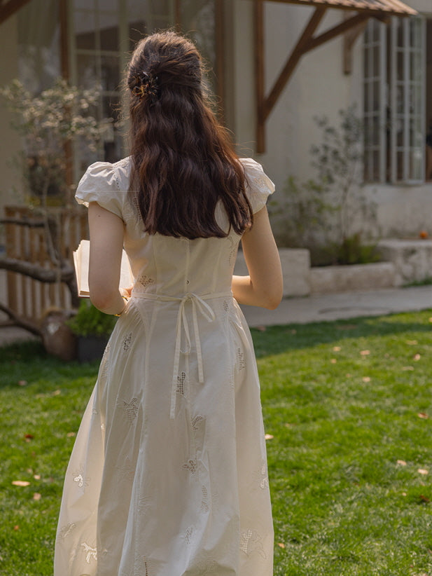 Whimsical Garden Cotton Embroidered Dress