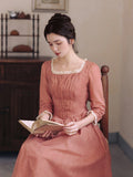 Retro Lace-Trimmed Cotton Dress