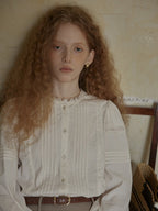 Romantic Vintage Pintuck Lace Blouse