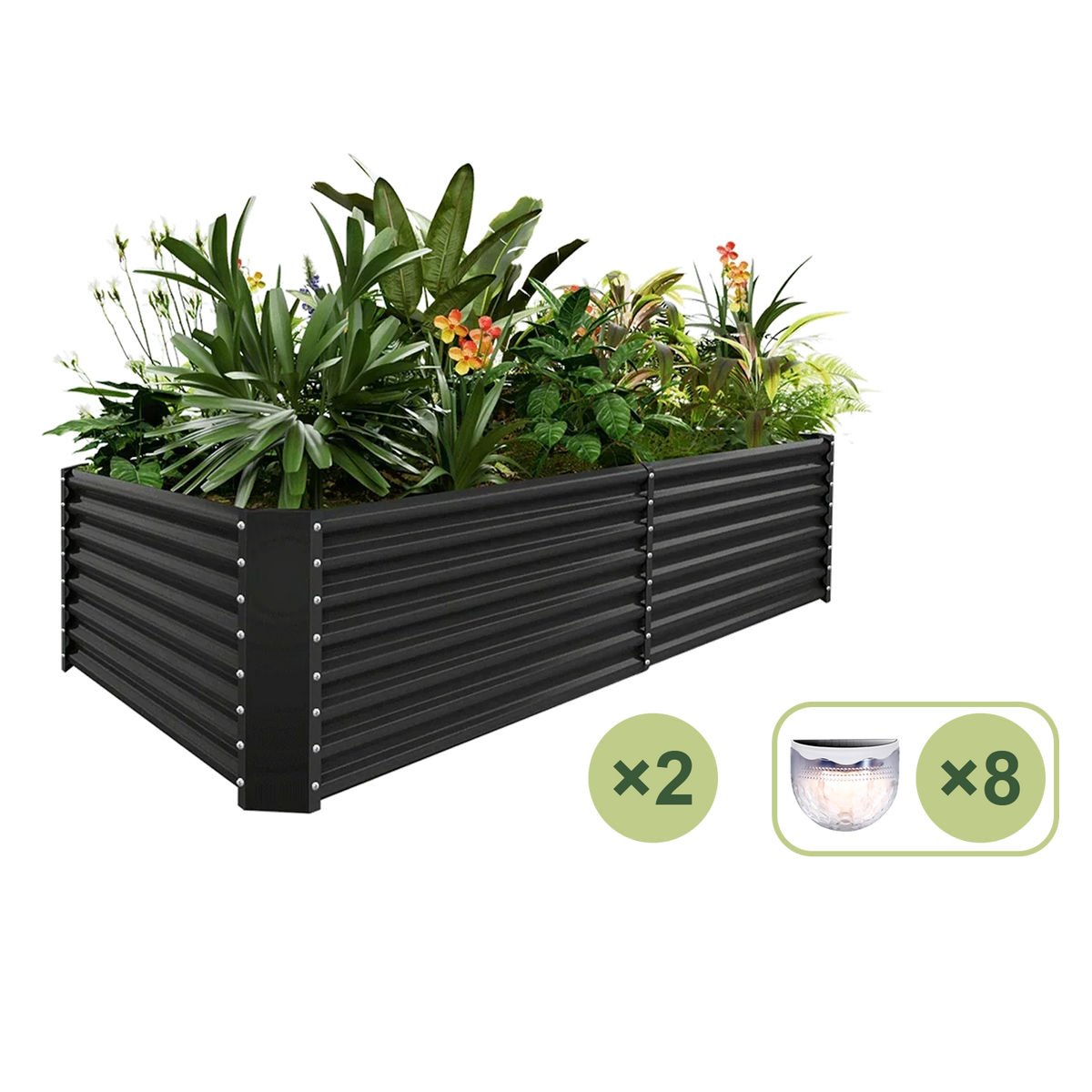 set of 2 — 24-inch tall rectangular galvanized metal raised garden bed, 8 by 4 feet — view 3