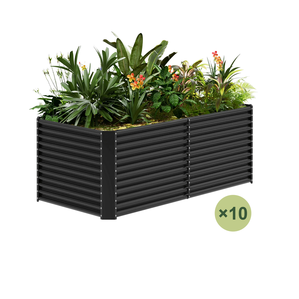 set of 10 — 36-inch tall rectangular galvanized metal raised garden bed, 8 by 4 feet — view 3