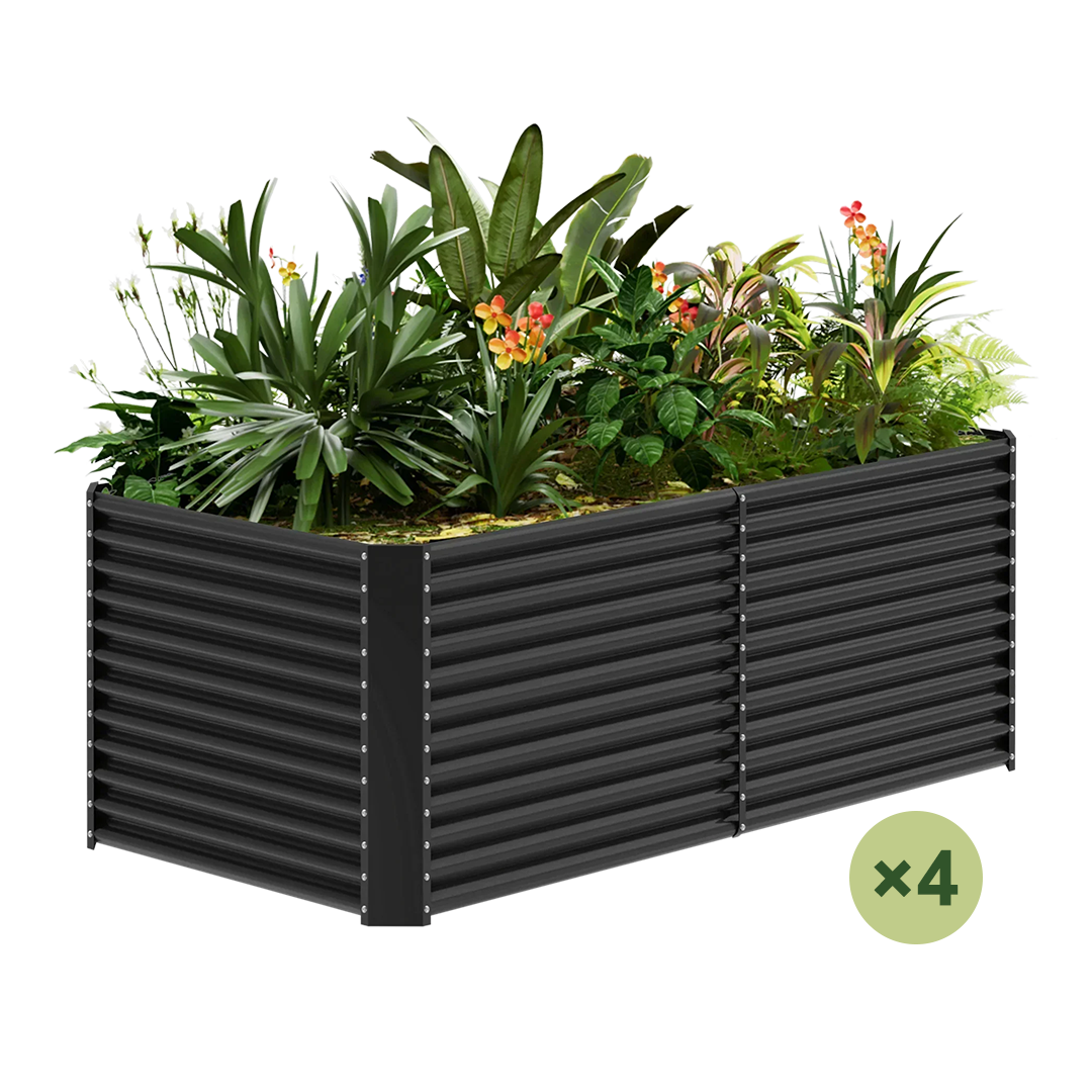 set of 4 — 36-inch tall rectangular galvanized metal raised garden bed, 8 by 4 feet — view 3