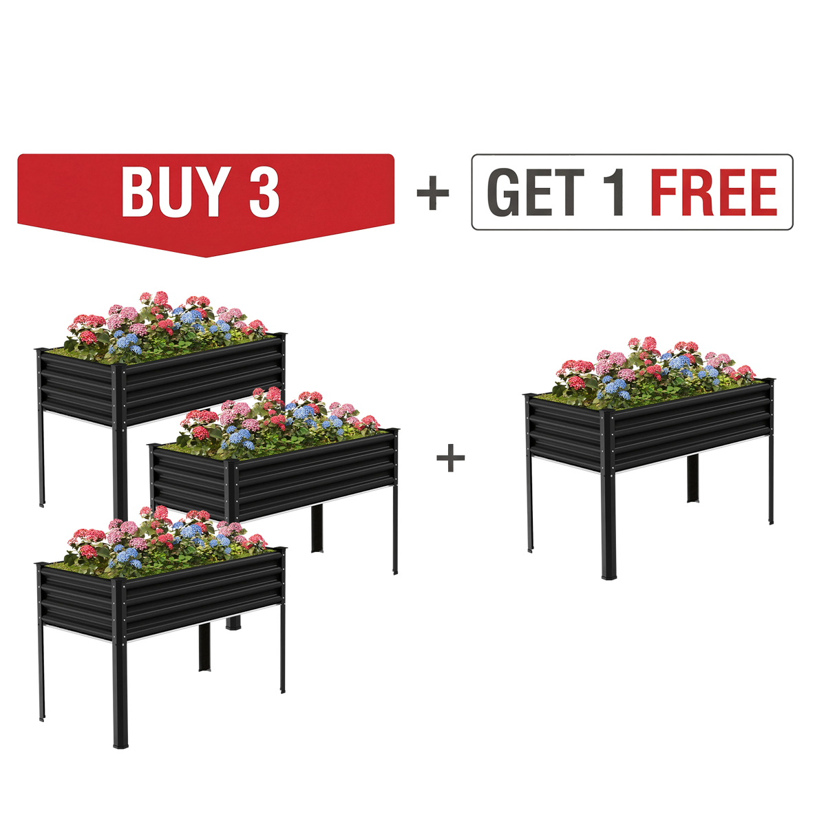 4-Pack 4x2x2.7ft Galvanized Raised Garden Bed with Legs — view 3