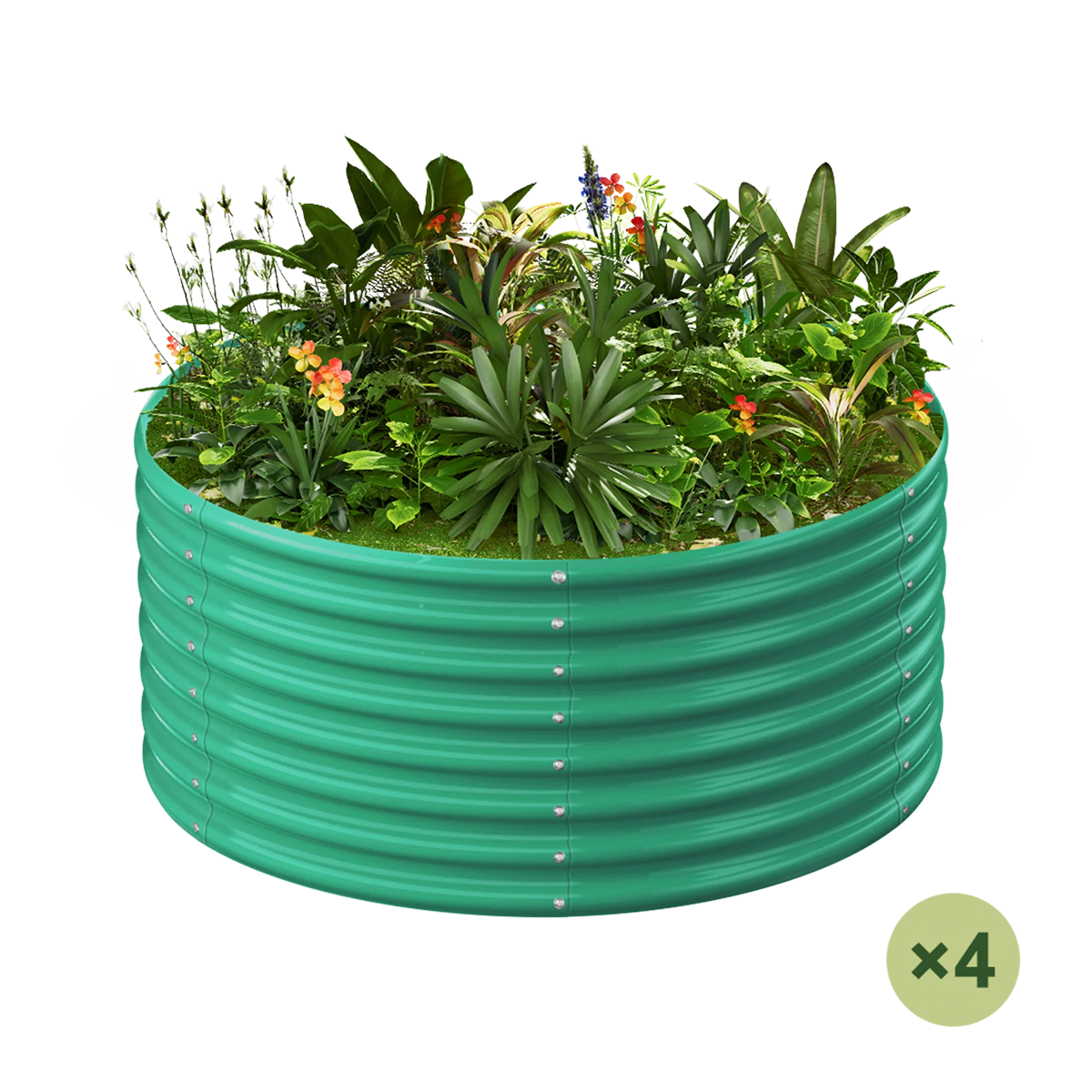 set of 4 — 24-inch tall round galvanized metal raised garden bed, 2 feet in diameter — view 2