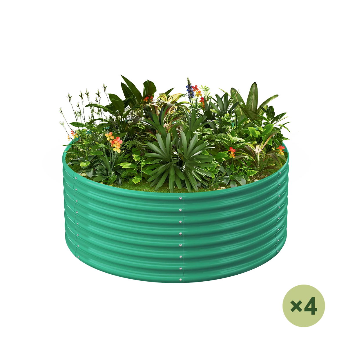 set of 4 — 24-inch tall round galvanized metal raised garden bed, 3 feet in diameter — view 2