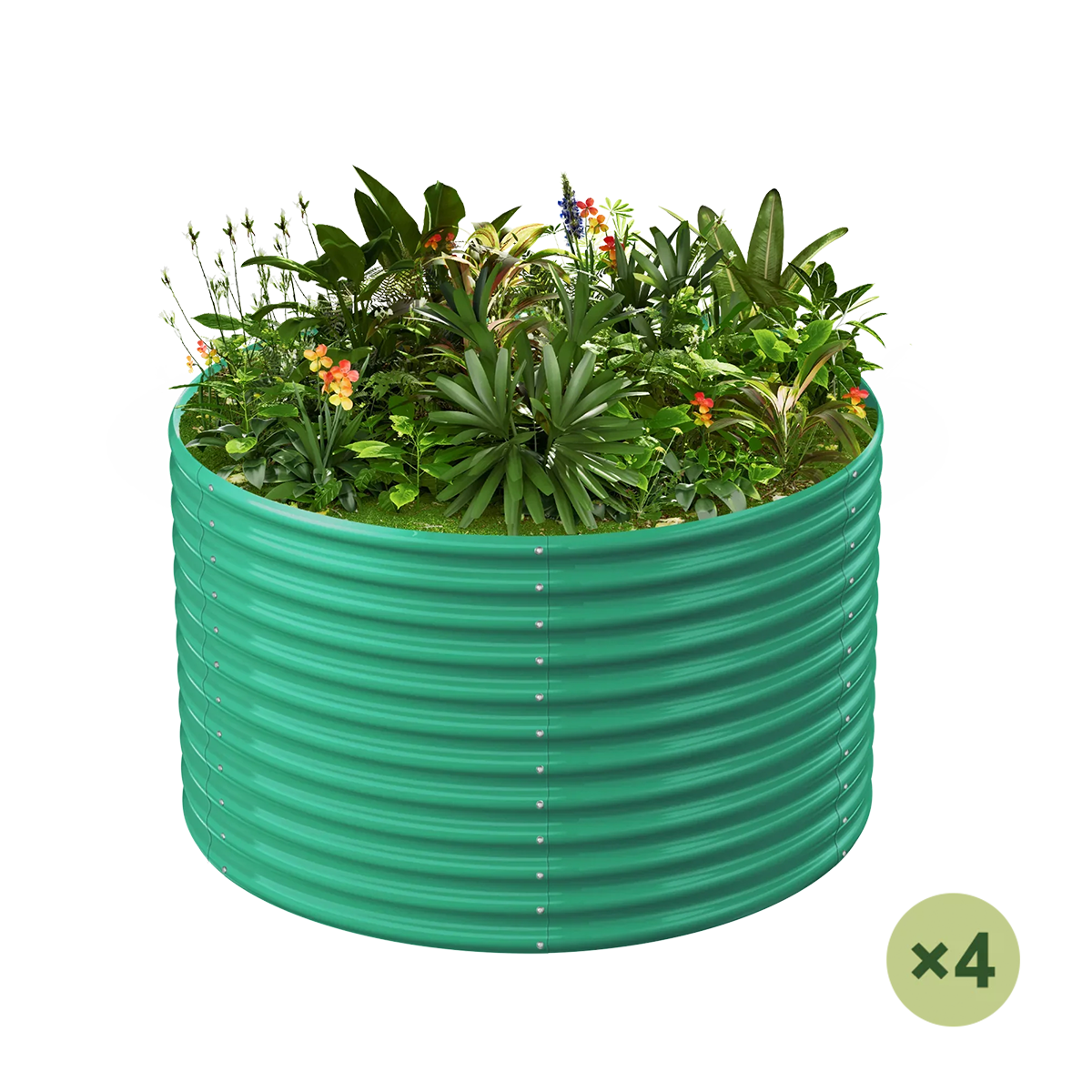 set of 4 — 36-inch tall round galvanized metal raised garden bed, 3 feet in diameter — view 2