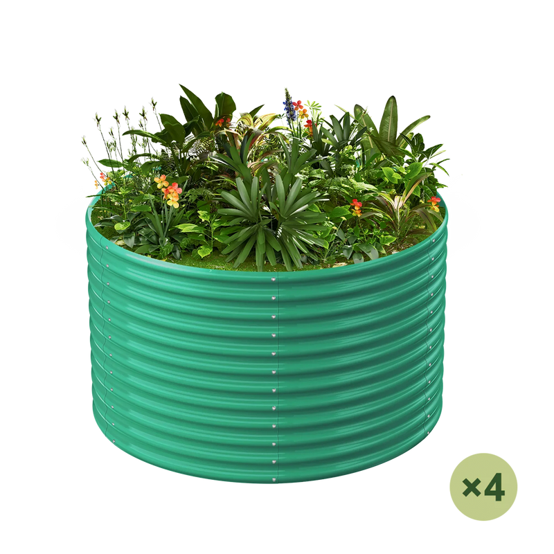 set of 4 — 36-inch tall round galvanized metal raised garden bed, 3 feet in diameter — view 2
