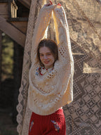 Floral Collared Cozy Knit Sweater
