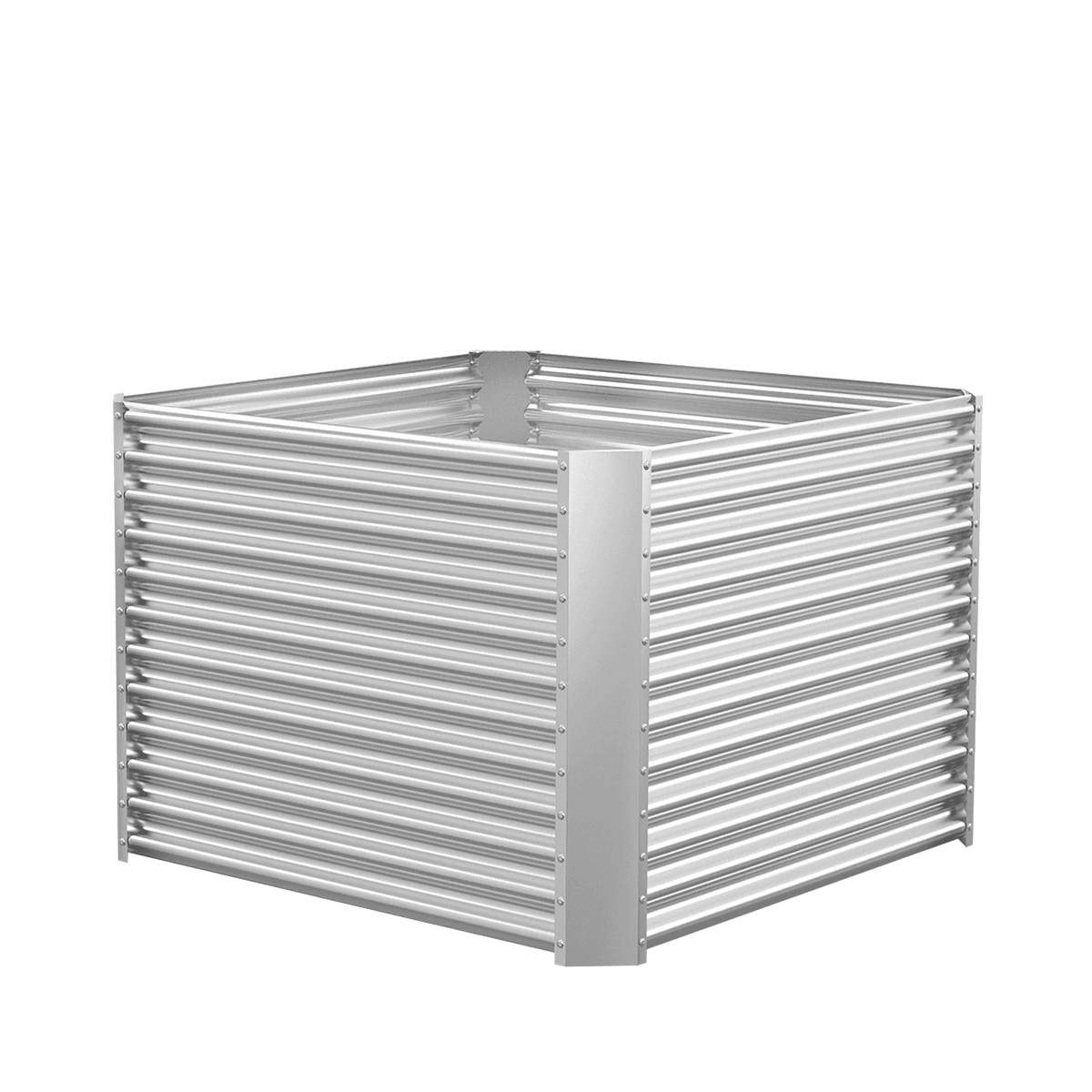 36-inch tall square galvanized metal raised garden bed, 4 by 4 feet — view 2