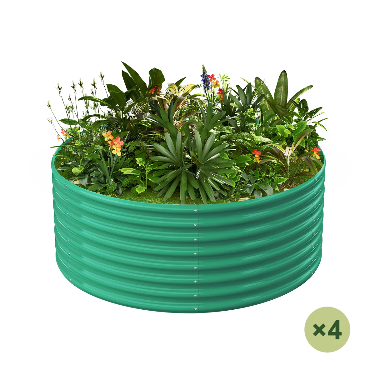 set of 4 — 24-inch tall round galvanized metal raised garden bed, 4 feet in diameter — view 2