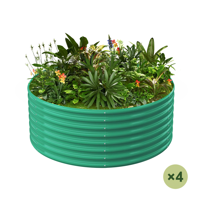 set of 4 — 24-inch tall round galvanized metal raised garden bed, 4 feet in diameter — view 2