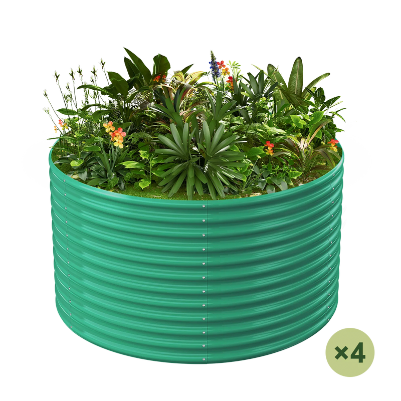 set of 4 — 36-inch tall round galvanized metal raised garden bed, 4 feet in diameter — view 2