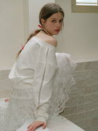 Coquette Lace Heart Off-Shoulder Sweatshirt