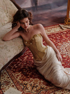 Golden Petal Embroidered Corset
