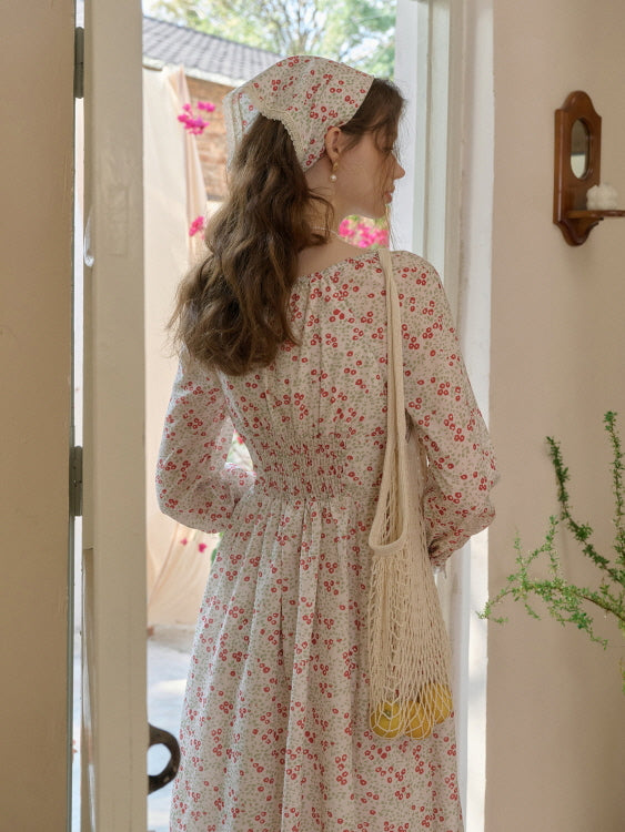 Spring Dream Floral Shirred Waist Dress