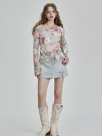 Ethereal Bloom Sheer Lace Top