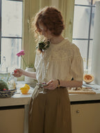 Victorian Lace Embroidered Cotton Blouse