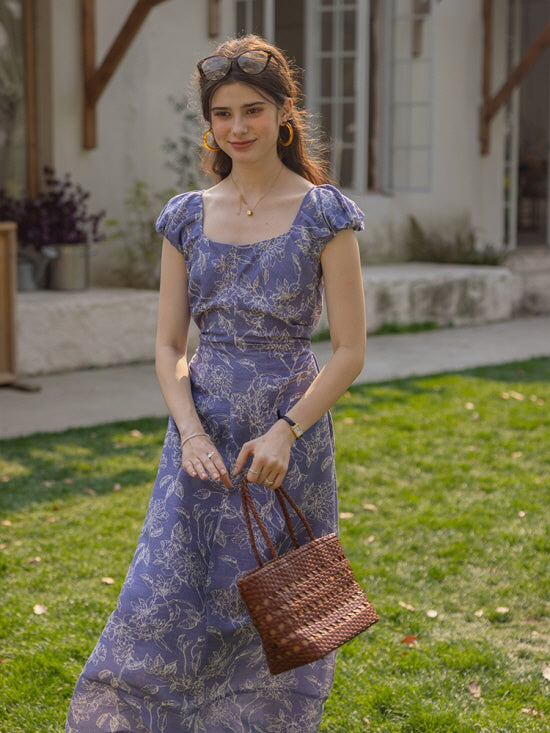 Blue Garden Floral Dress