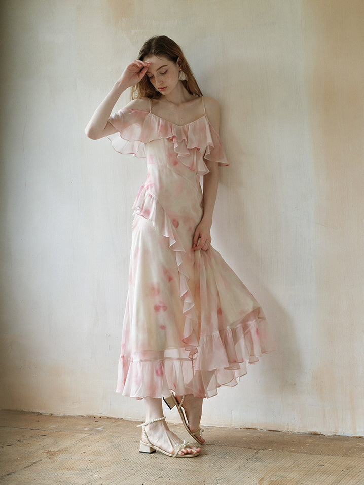 Watercolor Ruffle Fairy Slip Dress