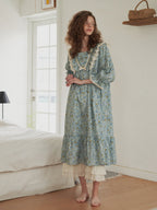 Blue Meadow Ruffle Lounge Gown